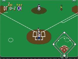 In game image of Sports Talk Baseball on the Sega Genesis.