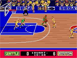 In game image of Super Real Basketball on the Sega Genesis.