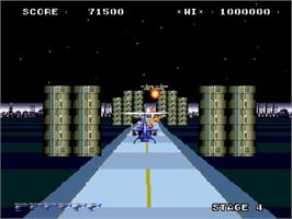 In game image of Super Thunder Blade on the Sega Genesis.