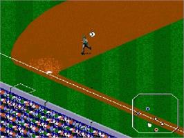 In game image of Tecmo Super Baseball on the Sega Genesis.