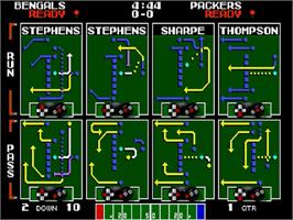 In game image of Tecmo Super Bowl on the Sega Genesis.