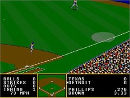 In game image of Tony La Russa Baseball on the Sega Genesis.