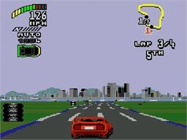 In game image of Top Gear 2 on the Sega Genesis.
