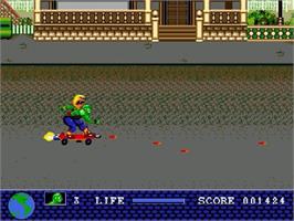 In game image of Toxic Crusaders on the Sega Genesis.