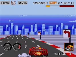 In game image of Turbo Out Run on the Sega Genesis.
