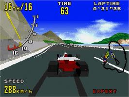 In game image of Virtua Racing on the Sega Genesis.