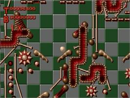 In game image of Virtual Pinball on the Sega Genesis.