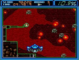 In game image of Volfied on the Sega Genesis.