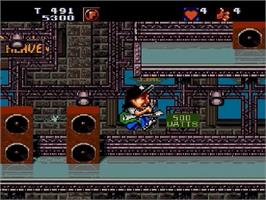 In game image of Wayne's World on the Sega Genesis.