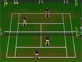 In game image of Wimbledon Championship Tennis on the Sega Genesis.