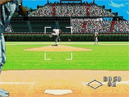 In game image of World Series Baseball on the Sega Genesis.