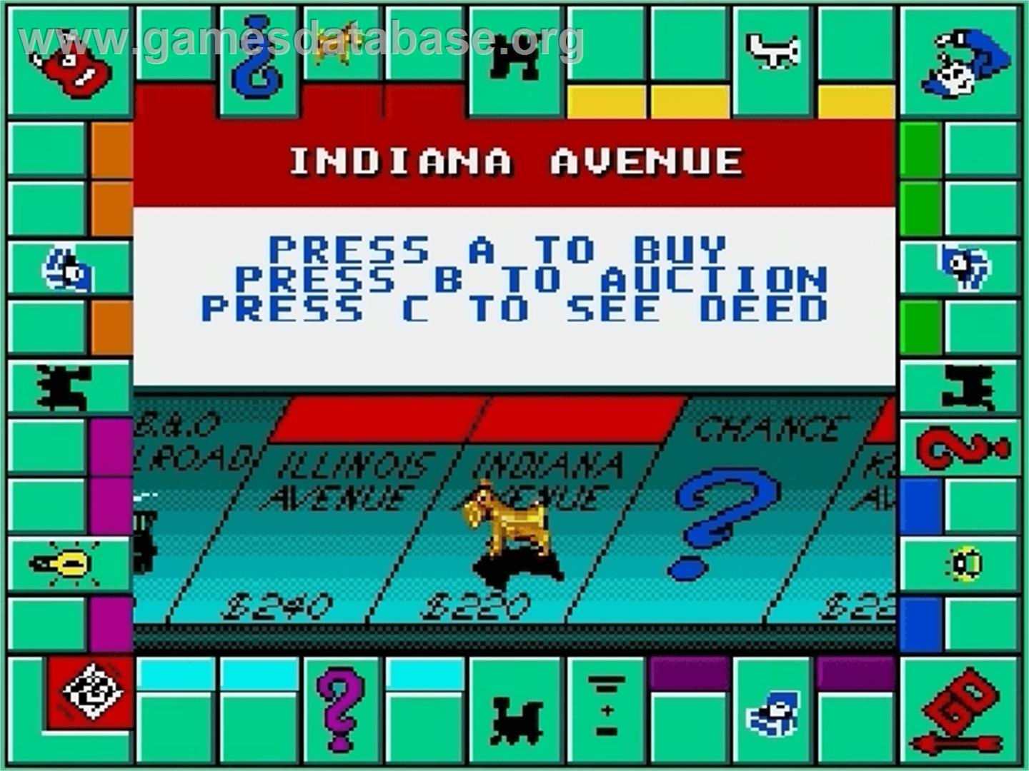 Monopoly - Sega Genesis - Artwork - In Game
