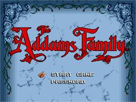 Title screen of Addams Family, The on the Sega Genesis.