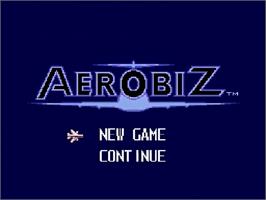 Title screen of Aerobiz on the Sega Genesis.