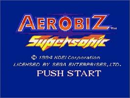 Title screen of Aerobiz Supersonic on the Sega Genesis.