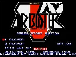 Title screen of Air Buster on the Sega Genesis.