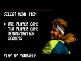 Title screen of Andre Agassi Tennis on the Sega Genesis.