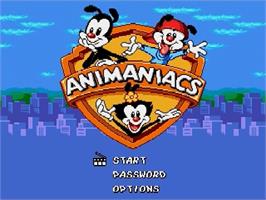 Title screen of Animaniacs on the Sega Genesis.