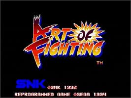 Title screen of Art of Fighting / Ryuuko no Ken on the Sega Genesis.