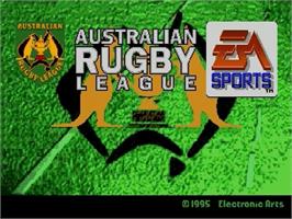 Title screen of Australian Rugby League on the Sega Genesis.