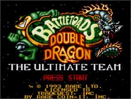 Title screen of Battletoads & Double Dragon: The Ultimate Team on the Sega Genesis.