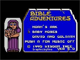 Title screen of Bible Adventures on the Sega Genesis.