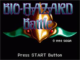 Title screen of Bio-Hazard Battle on the Sega Genesis.