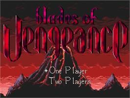 Title screen of Blades of Vengeance on the Sega Genesis.