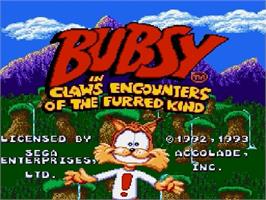 Title screen of Bubsy in: Claws Encounters of the Furred Kind on the Sega Genesis.