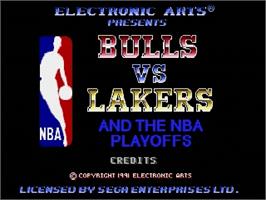 Title screen of Bulls vs. Blazers and the NBA Playoffs on the Sega Genesis.