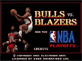 Title screen of Bulls vs. Lakers and the NBA Playoffs on the Sega Genesis.