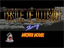 Title screen of Castle of Illusion starring Mickey Mouse on the Sega Genesis.