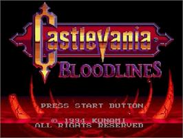 Title screen of Castlevania Bloodlines on the Sega Genesis.