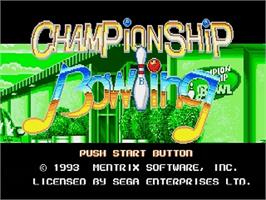 Title screen of Championship Bowling on the Sega Genesis.