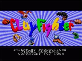 Title screen of Clay Fighter on the Sega Genesis.