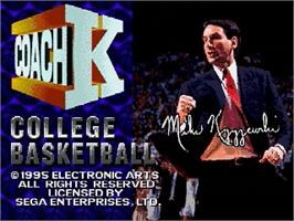 Title screen of Coach K College Basketball on the Sega Genesis.