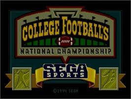 Title screen of College Football's National Championship on the Sega Genesis.