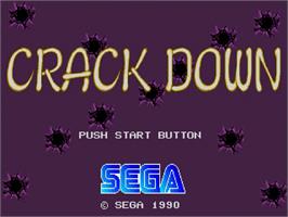 Title screen of Crack Down on the Sega Genesis.