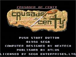 Title screen of Crusader of Centy on the Sega Genesis.