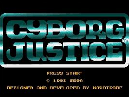 Title screen of Cyborg Justice on the Sega Genesis.