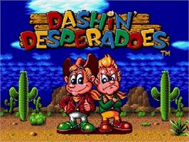 Title screen of Dashin' Desperadoes on the Sega Genesis.