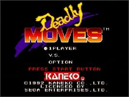 Title screen of Deadly Moves on the Sega Genesis.