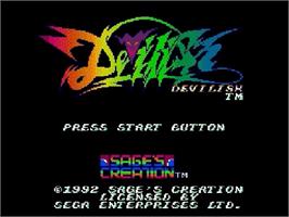 Title screen of Devilish on the Sega Genesis.