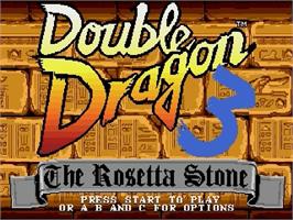 Title screen of Double Dragon 3 - The Rosetta Stone on the Sega Genesis.