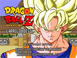 Title screen of Dragonball Z: L'Appel Du Destin on the Sega Genesis.