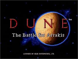 Title screen of Dune - The Battle for Arrakis on the Sega Genesis.