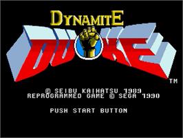 Title screen of Dynamite Duke on the Sega Genesis.