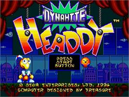 Title screen of Dynamite Headdy on the Sega Genesis.