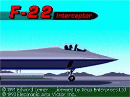 Title screen of F-22 Interceptor on the Sega Genesis.