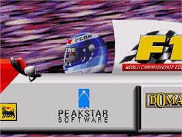 Title screen of F1 World Championship Edition on the Sega Genesis.